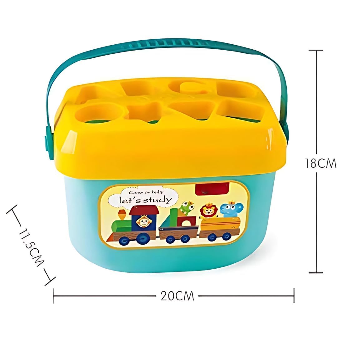 Shape Sorting Blocks with Basket Babys First Educational Activity Toys 8 Shapes 2 Each Sorting Cubes for Kids Development with Storage Bucket Counting Learning Toys for Toddlers