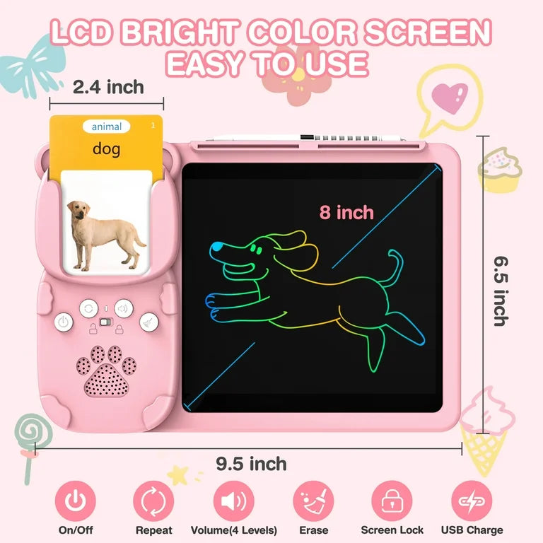 Learn & Draw Combo – Talking Flash Cards with Writing Tablet | 224 Flash Cards | Ages 2–8
