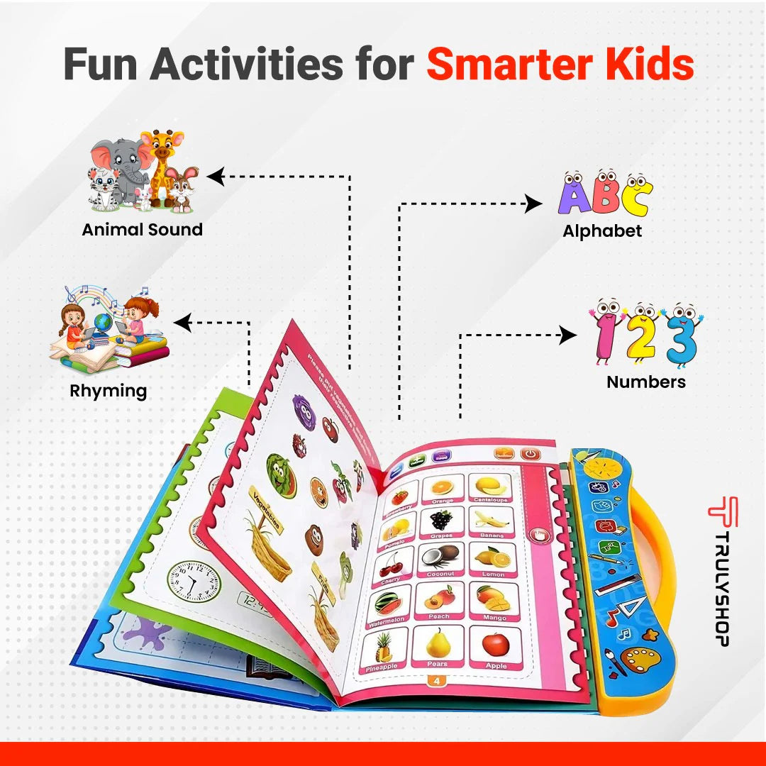 Kids Intelligence E-Book -Storio Intelligence Book Sound Book for Children, English Letters & Words Learning Book, Fun Educational Toys. Activities with Numbers, Shapes Learning Book for Toddlers
