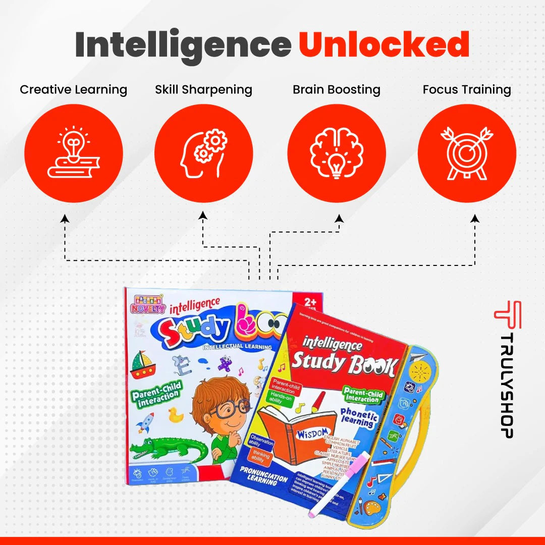 Kids Intelligence E-Book -Storio Intelligence Book Sound Book for Children, English Letters & Words Learning Book, Fun Educational Toys. Activities with Numbers, Shapes Learning Book for Toddlers