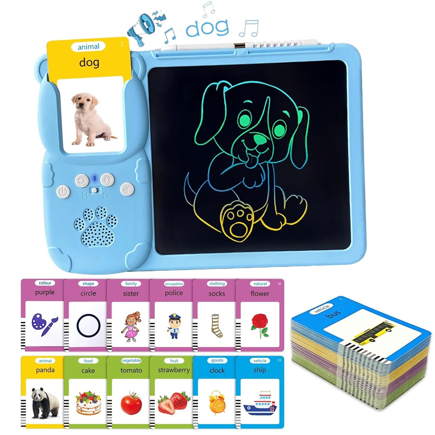 Learn & Draw Combo – Talking Flash Cards with Writing Tablet | 224 Flash Cards | Ages 2–8