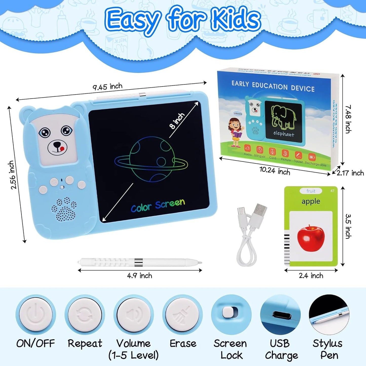 Learn & Draw Combo – Talking Flash Cards with Writing Tablet | 224 Flash Cards | Ages 2–8