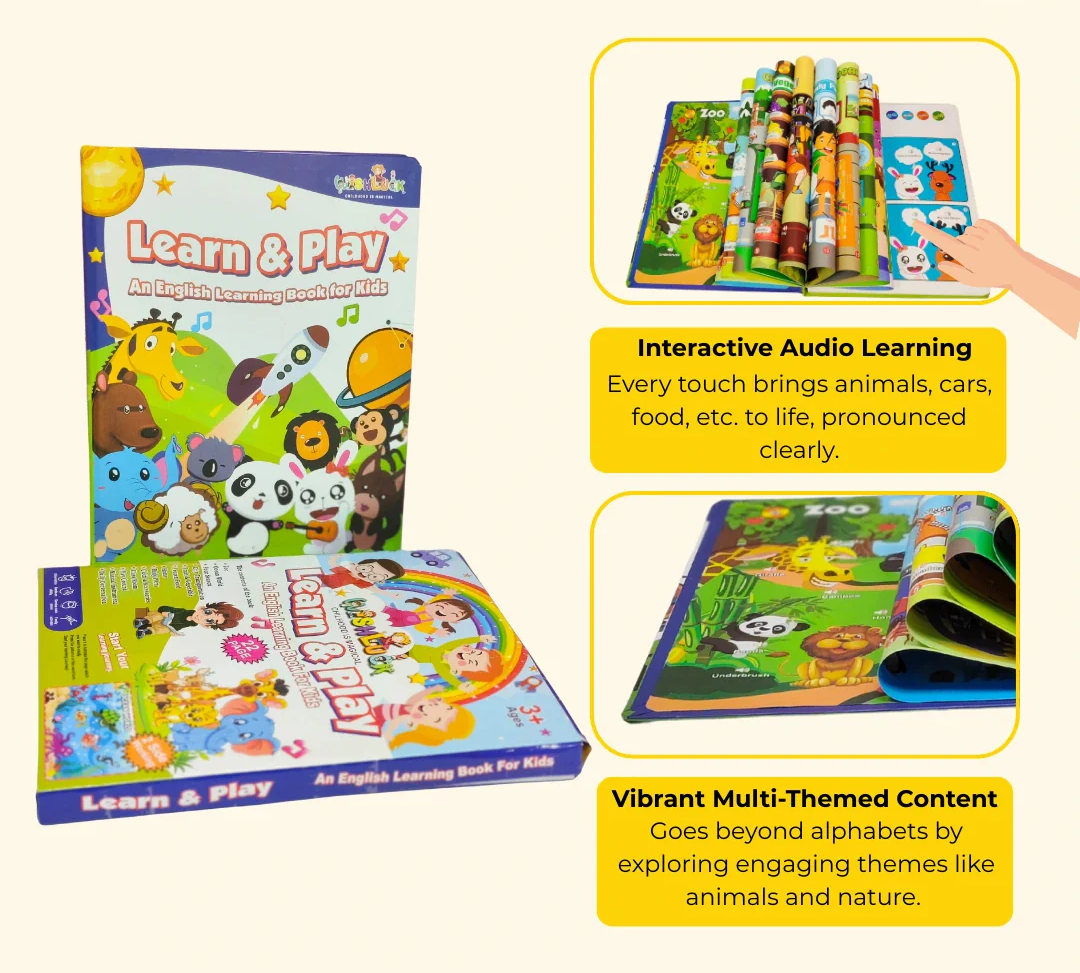 Interactive Sound Book for Toddlers β Learn Letters, Numbers, Animals & More! β Learn & Play English Educational Book with Music, Animals, Alphabet & Fun Activities Early Childhood Development