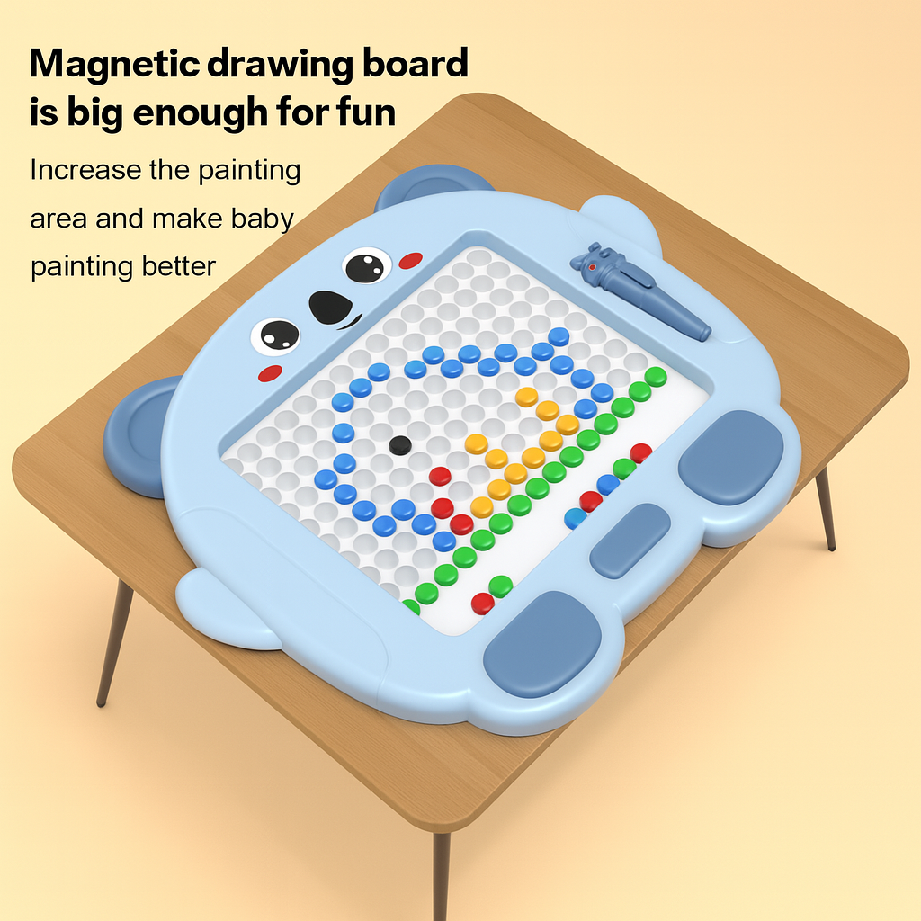 Magnetic Drawing Board for Kids, 20 Different Image Sheet with Magnetic Pen and Beads for Kids, Montessori Magnetic Dots Board for Birthday Gifts Toys for Girls Boys