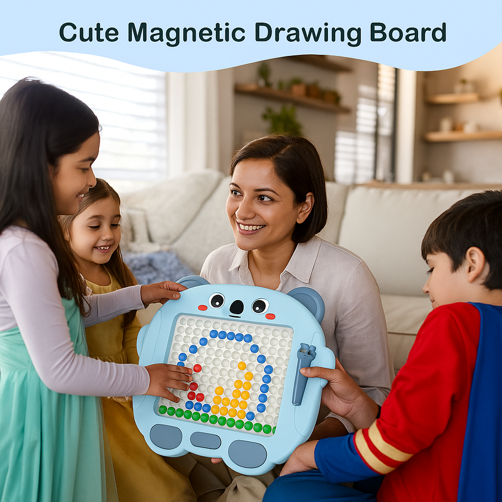 Magnetic Drawing Board for Kids, 20 Different Image Sheet with Magnetic Pen and Beads for Kids, Montessori Magnetic Dots Board for Birthday Gifts Toys for Girls Boys