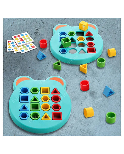 Shape Matching Game Color Sensory Educational Toy, Children Puzzles Geometric Shape Quick Matching Board, Color & Shapes Puzzles Learning Games Toy for Kids (2 Players)