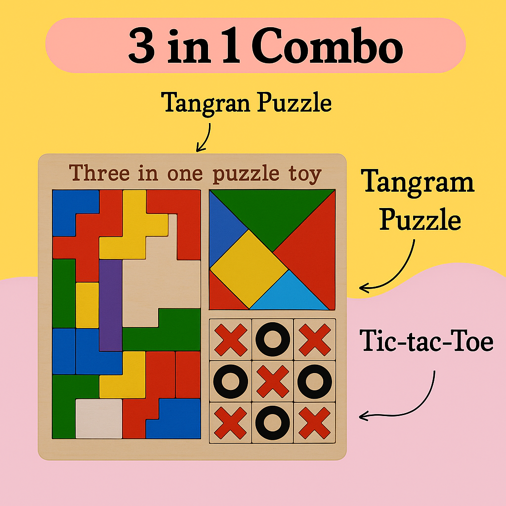 3-in-1 Wooden Puzzle Set – Boost Brainpower While Having Fun!
