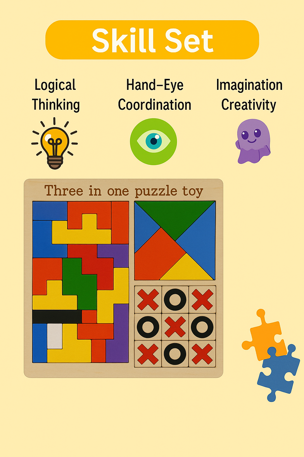 3-in-1 Wooden Puzzle Set – Boost Brainpower While Having Fun!