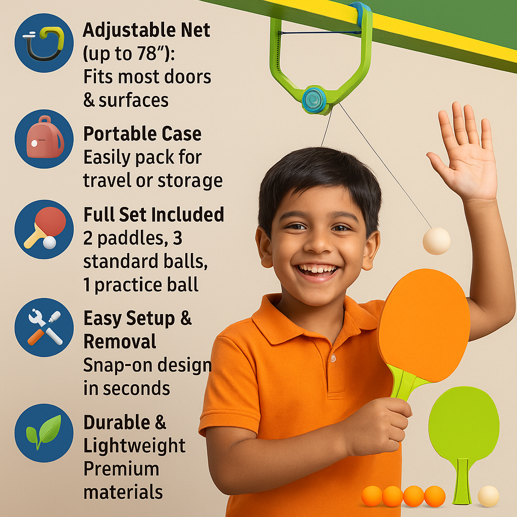 New Hanging Table Tennis Ball with Racket & 6 Ball Playing For Kids-Family Fun Gear