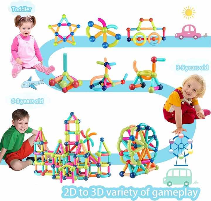 Magnetic Sticks Building Blocks For Kids Toys For Girls Magnetic Toys For Boys Age 3+ Year 4-14 Old Educational Stem Learning Magnet Stick With Balls Game Set (25 Pcs),Multicolor