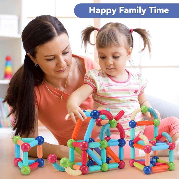 Magnetic Sticks Building Blocks For Kids Toys For Girls Magnetic Toys For Boys Age 3+ Year 4-14 Old Educational Stem Learning Magnet Stick With Balls Game Set (25 Pcs),Multicolor