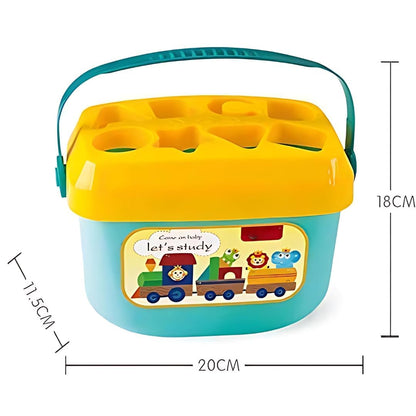 Shape Sorting Blocks with Basket Babys First Educational Activity Toys 8 Shapes 2 Each Sorting Cubes for Kids Development with Storage Bucket Counting Learning Toys for Toddlers