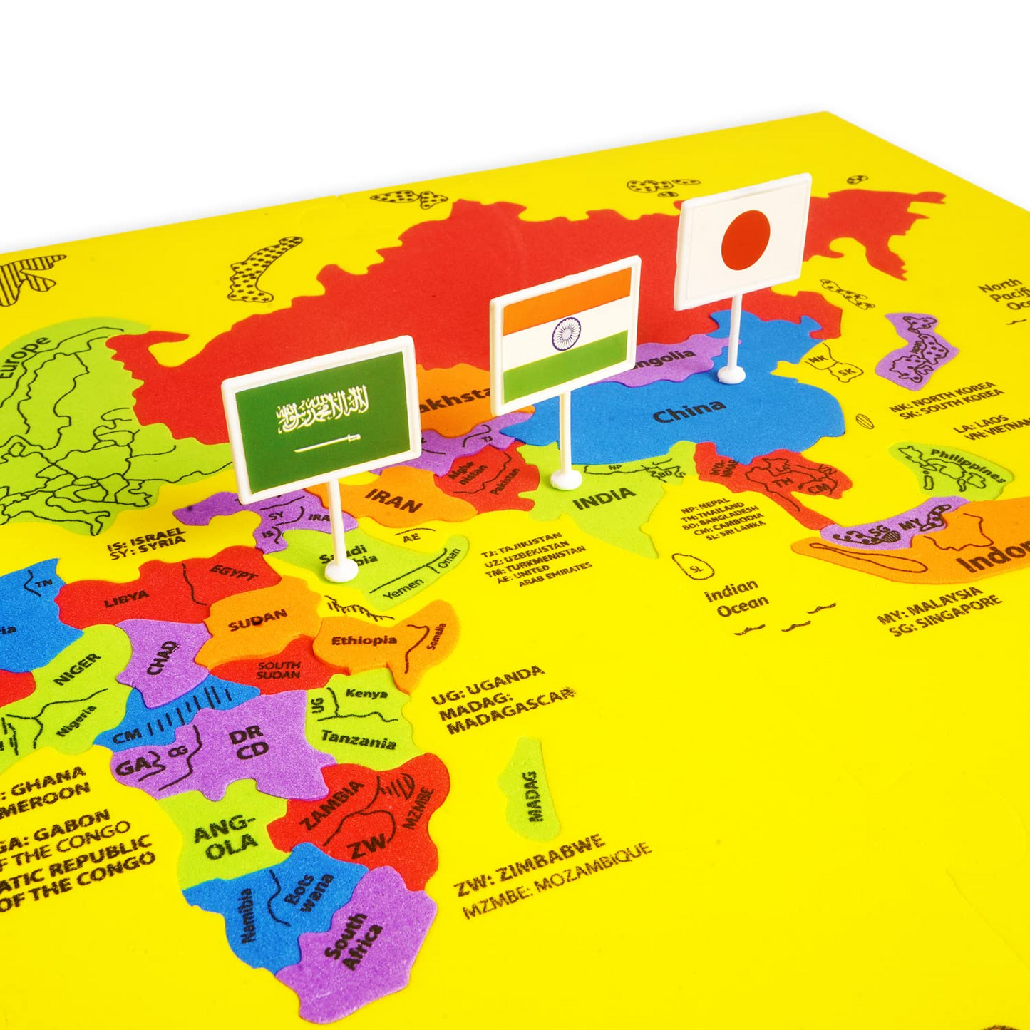 World Map Puzzle with Capital Flags & Stickers/Educational Activity Jigsaw Puzzle for Kids /Return Gift/Birthday Gift (75 Pieces)
