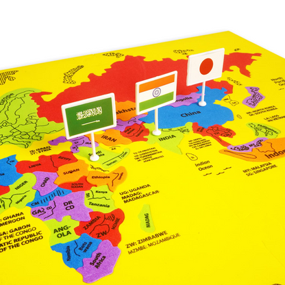 World Map Puzzle with Capital Flags & Stickers/Educational Activity Jigsaw Puzzle for Kids /Return Gift/Birthday Gift (75 Pieces)