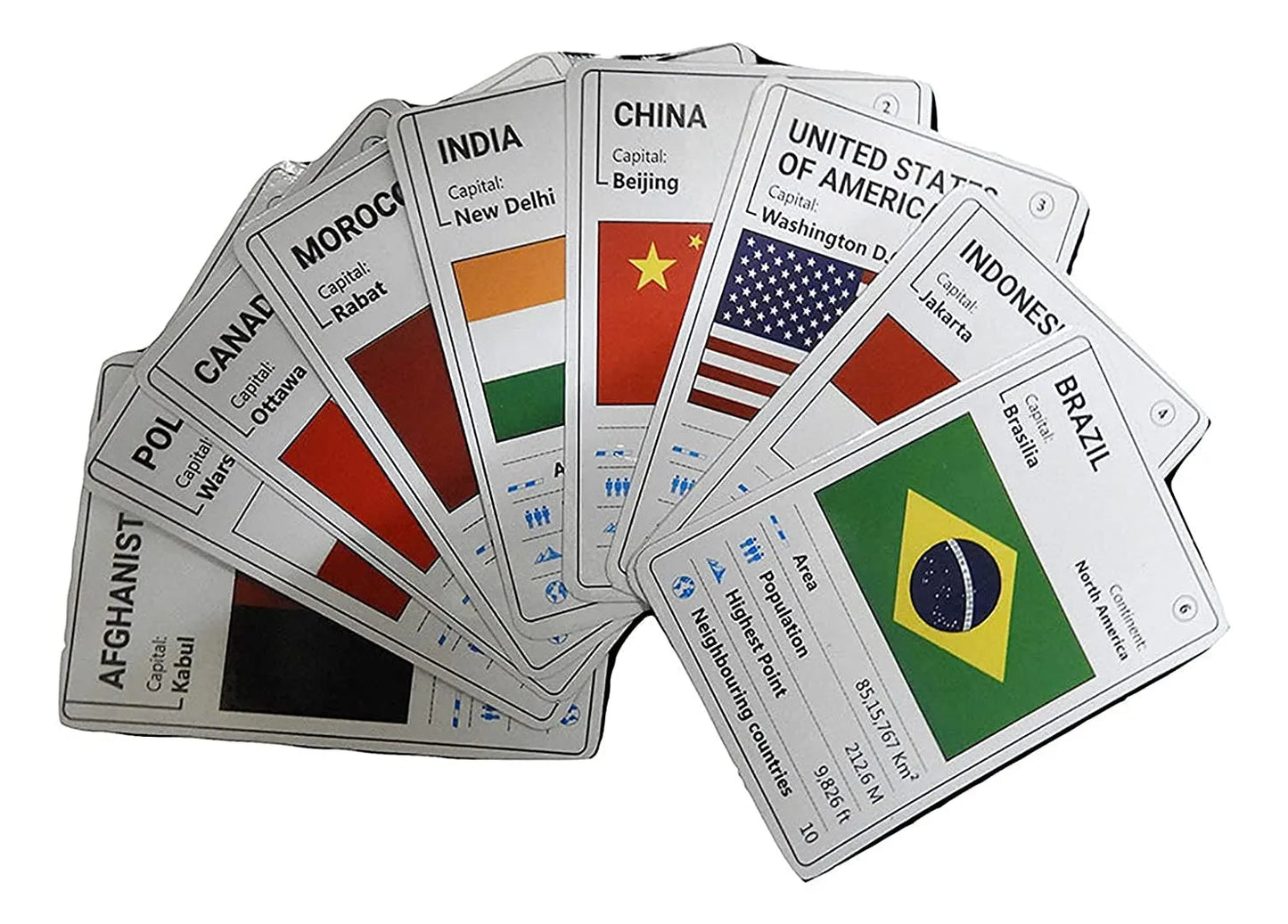 GEOKRAFT Kids Country Trump Cards Geography Game, Educational Toy, General Knowledge Return Gift for Kids Ages 5-8 Years, 9-12 Year Old Boys and Girls (Multicolor)