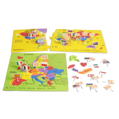 World Map Puzzle with Capital Flags & Stickers/Educational Activity Jigsaw Puzzle for Kids /Return Gift/Birthday Gift (75 Pieces)