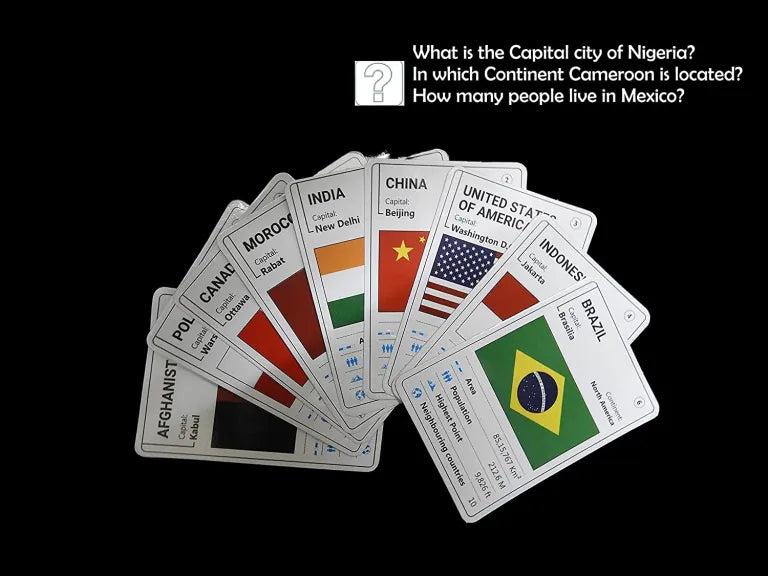 GEOKRAFT Kids Country Trump Cards Geography Game, Educational Toy, General Knowledge Return Gift for Kids Ages 5-8 Years, 9-12 Year Old Boys and Girls (Multicolor)