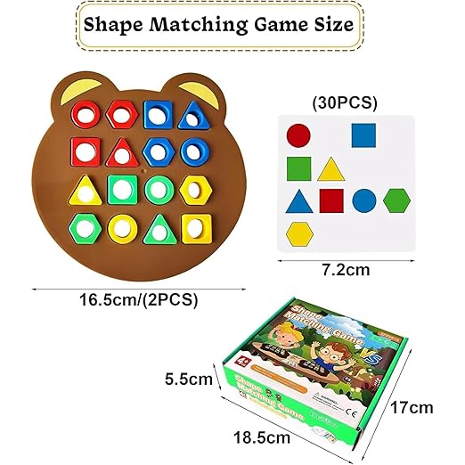 Shape Matching Game Color Sensory Educational Toy, Children Puzzles Geometric Shape Quick Matching Board, Color & Shapes Puzzles Learning Games Toy for Kids (2 Players)