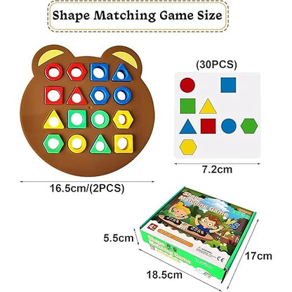 Shape Matching Game Color Sensory Educational Toy, Children Puzzles Geometric Shape Quick Matching Board, Color & Shapes Puzzles Learning Games Toy for Kids (2 Players)