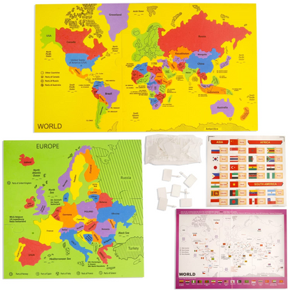 World Map Puzzle with Capital Flags & Stickers/Educational Activity Jigsaw Puzzle for Kids /Return Gift/Birthday Gift (75 Pieces)