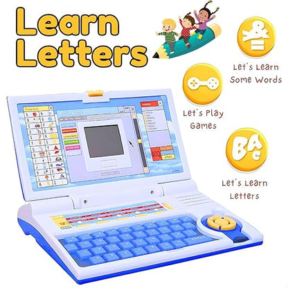 Educational Laptop for Kids w/ Mouse Games 20 Fun Computer Activity Learning Toy for 2 3 4 5 Years Boys Girls Learn Letters Words Mathematics Music Logic Memory Tool, Blue