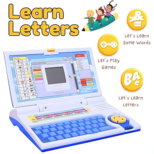 Educational Laptop for Kids w/ Mouse Games 20 Fun Computer Activity Learning Toy for 2 3 4 5 Years Boys Girls Learn Letters Words Mathematics Music Logic Memory Tool, Blue