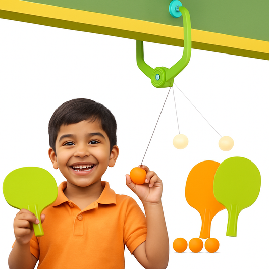 New Hanging Table Tennis Ball with Racket & 6 Ball Playing For Kids-Family Fun Gear