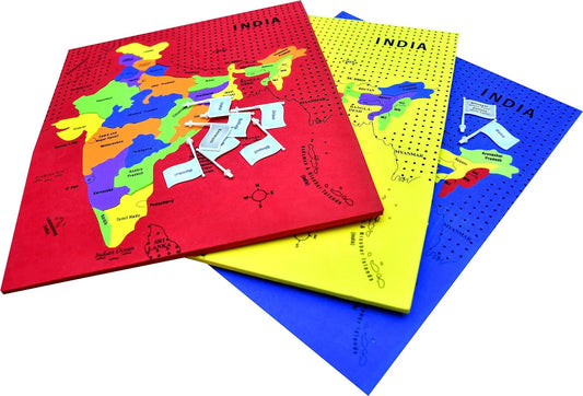 India Map Puzzle with State Shaped Pieces, Capital Tags & Stickers/India States, Capitals and Union Territory Activity Puzzle/DIY STEM Toy for Kids