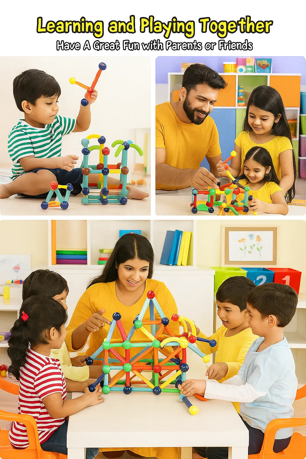 Magnetic Sticks Building Blocks For Kids Toys For Girls Magnetic Toys For Boys Age 3+ Year 4-14 Old Educational Stem Learning Magnet Stick With Balls Game Set (25 Pcs),Multicolor
