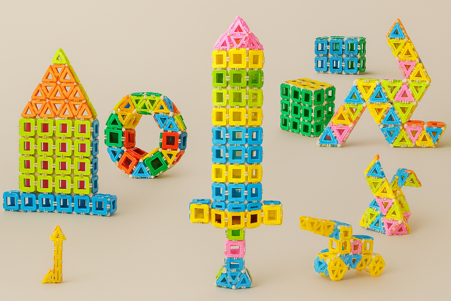 Building Blocks Toy Set – 160 PCS Educational STEM Construction Kit for Kids, 3D Learning Puzzle, Brain Development Toy for Boys & Girls (Age 3+).