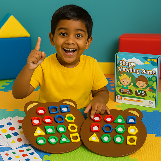 Shape Matching Game Color Sensory Educational Toy, Children Puzzles Geometric Shape Quick Matching Board, Color & Shapes Puzzles Learning Games Toy for Kids (2 Players)